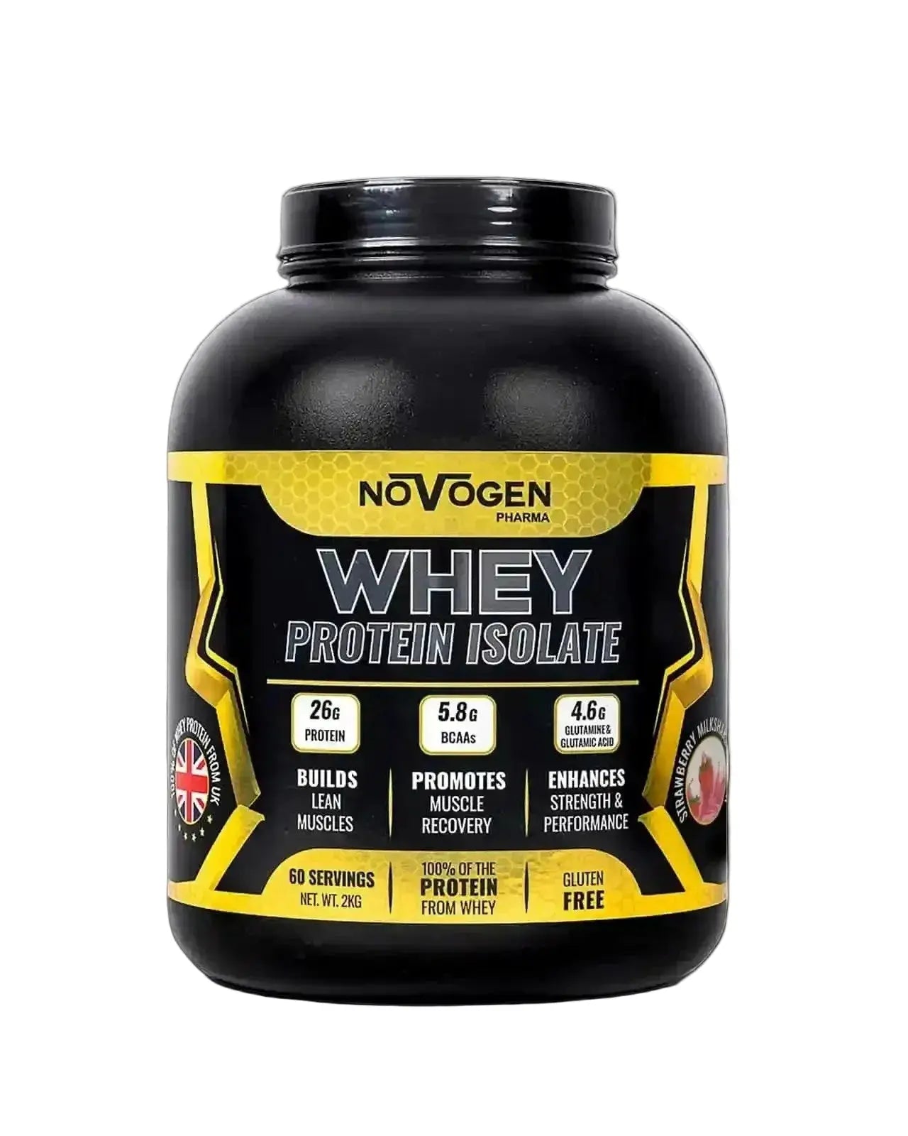 Novogen Whey Protein Isolate Cross-flow Micro-filtered Powder 2 kg strawberry
