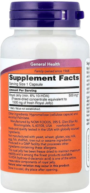 Now foods royal jelly back of pack
