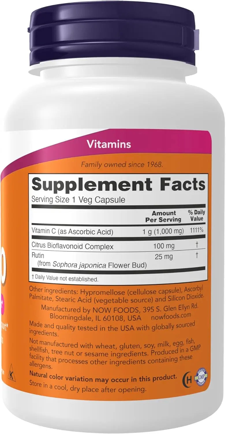 Now foods vitamin c1000 back of pack