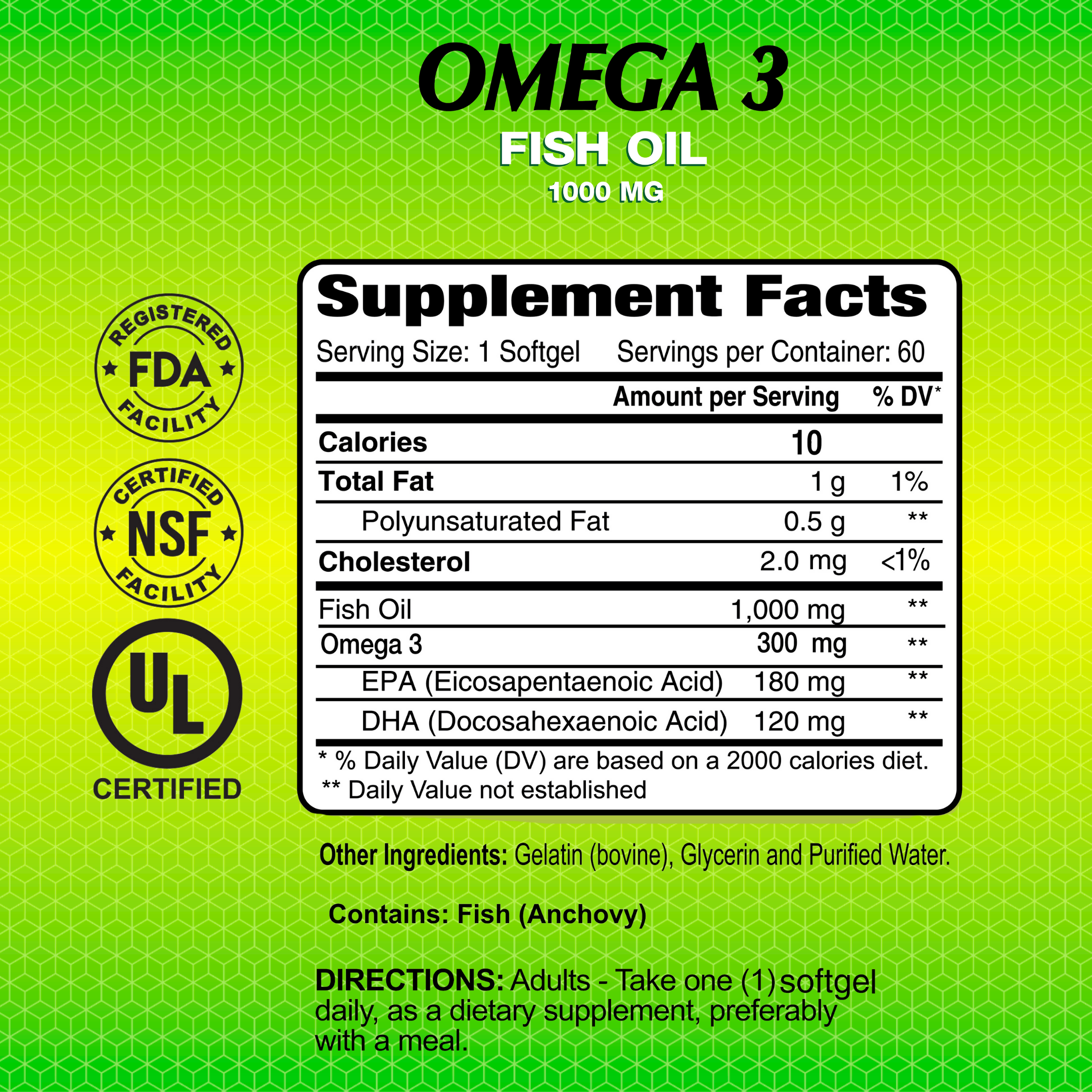 Alfa Vitamins Omega 3 Fish Oil 1000 mg Softgels