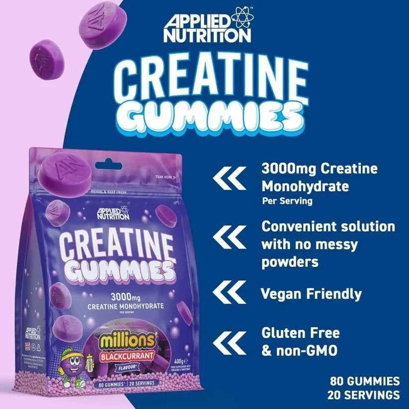 Applied Nutrition Creatine Monohydrate Gummies, 80 Gummies (Blackcurrant flavor)