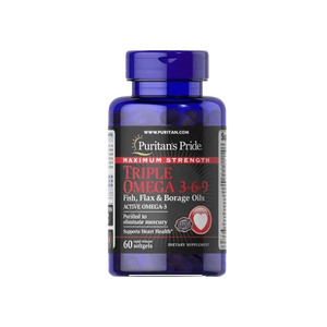 Puritan's Pride Triple Omega 3 - 6 - 9 Fish, Flax & Borage Oils, 60 softgels - KleanSource