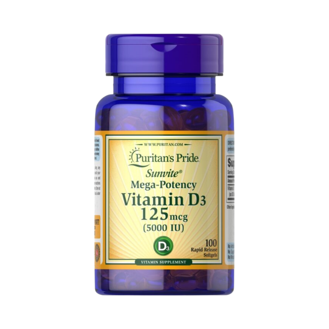 Puritan's Pride Vitamin D3- 125mcg( 5,000 IU)- 100 sofgels