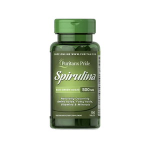 Puritan's Pride Spirulina 500mg ( blue green algae), 100 Tablets - KleanSource
