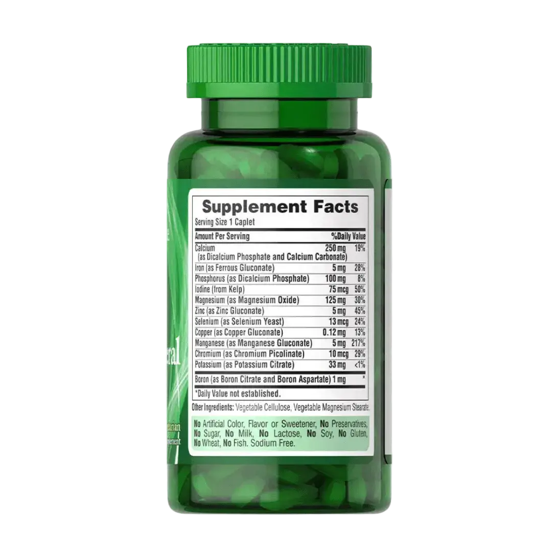 Puritans pride super chelated multi mineral 100 caplets  back of pack