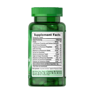 Puritans pride super chelated multi mineral 100 caplets  back of pack