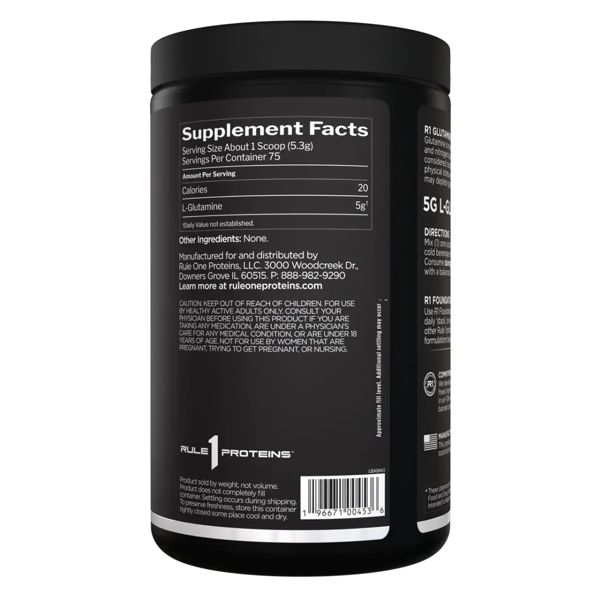 Rule1 Micronized Glutamine 75 servings ( unflavored) - KleanSource