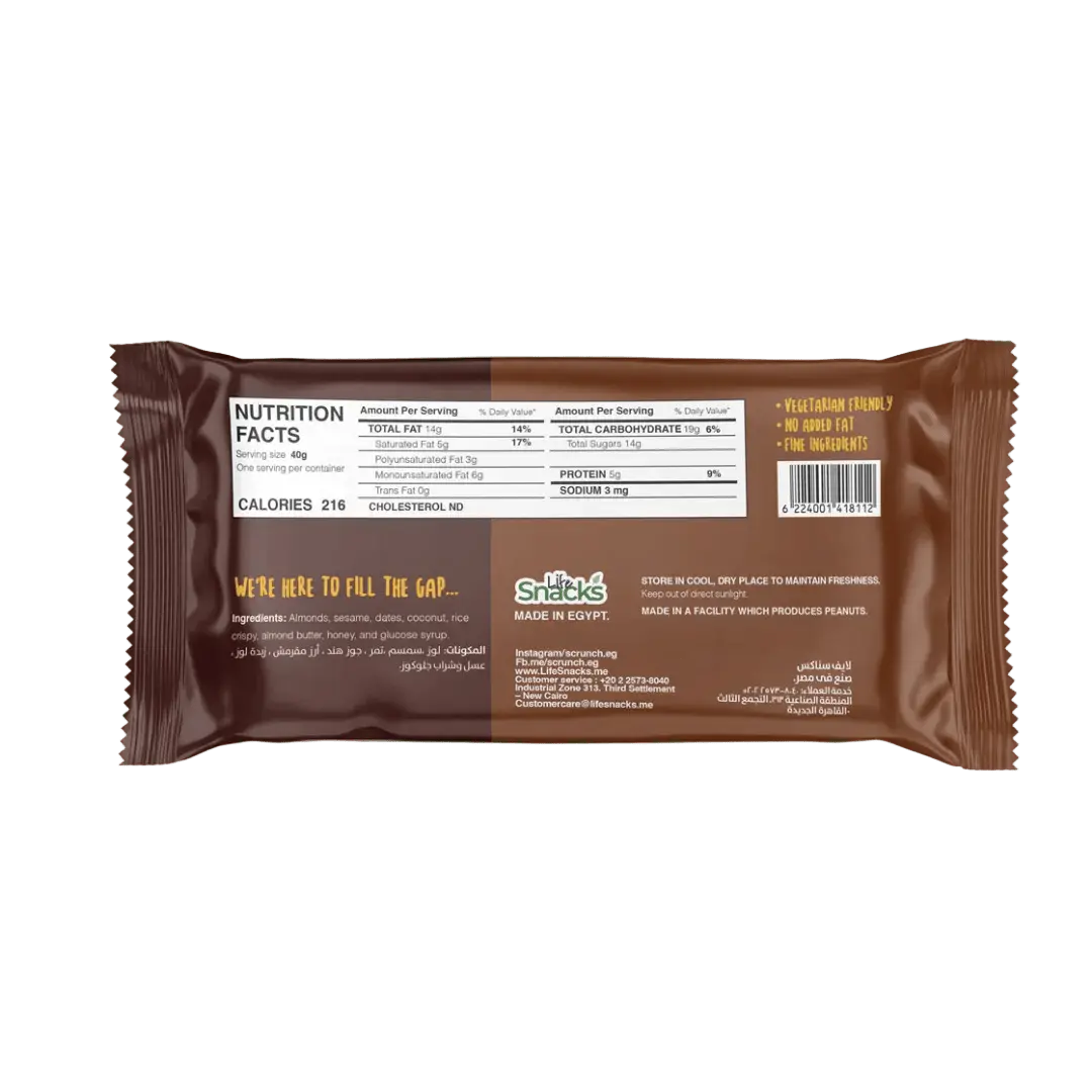 Scrunch Almond, Sesame, Dates Bar (40g) with 5G of Protein - KleanSource