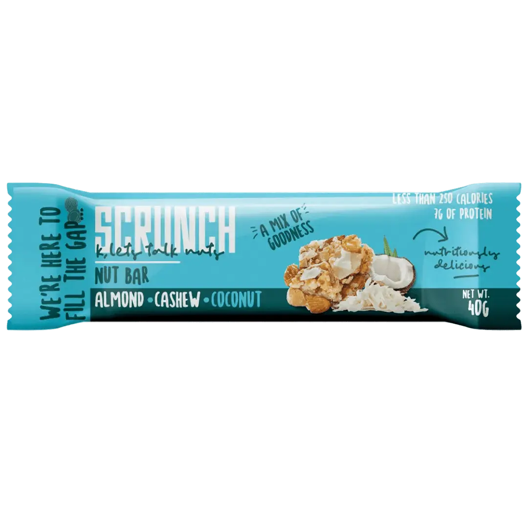 Scrunch Almond & Cashew with 8g protein healthy snack bar (40g) - KleanSource