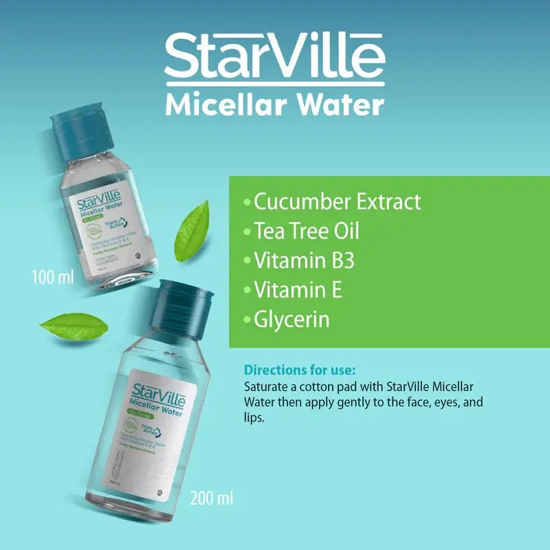 StarVille Micellar Water with Vitamin B3 & E, (makeup remover) 100 ml - KleanSource