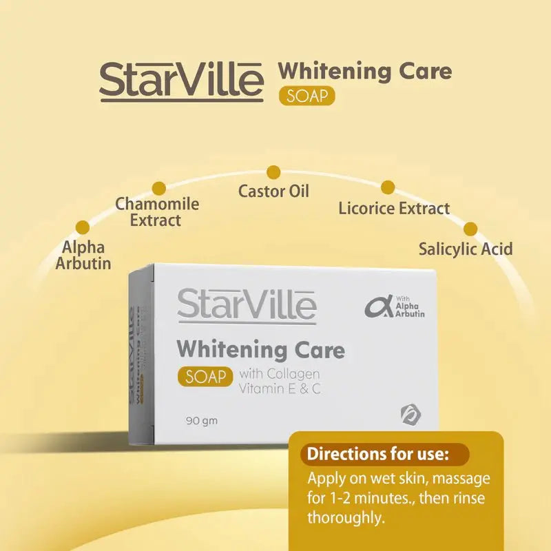 Starville Whitening Care Soap, with Collagen, Vitamin E & C, 100 gm - KleanSource