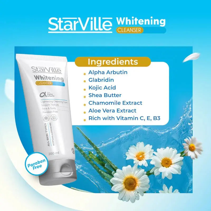 Starville Whitening Cleanser, Rich in vitamins C,B & E, 200 ml - KleanSource
