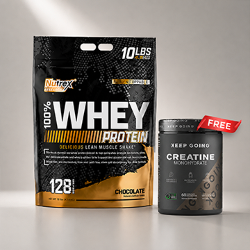 شارك ووفّر مع مصل الحليب من Nutrex 124 حصة واحصل على كرياتين Keep Going مجاناً