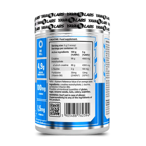 Yava Labs Pure Creatine Monohydrate 4.9g + Taurine 100mg, 60 servings - KleanSource