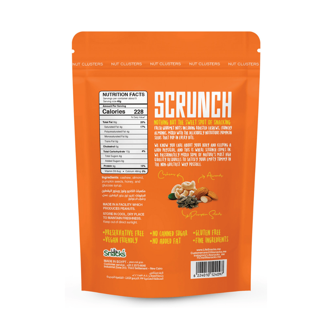 crunch cashew, almond, and pumpkin seeds mix  healthy food back of pack