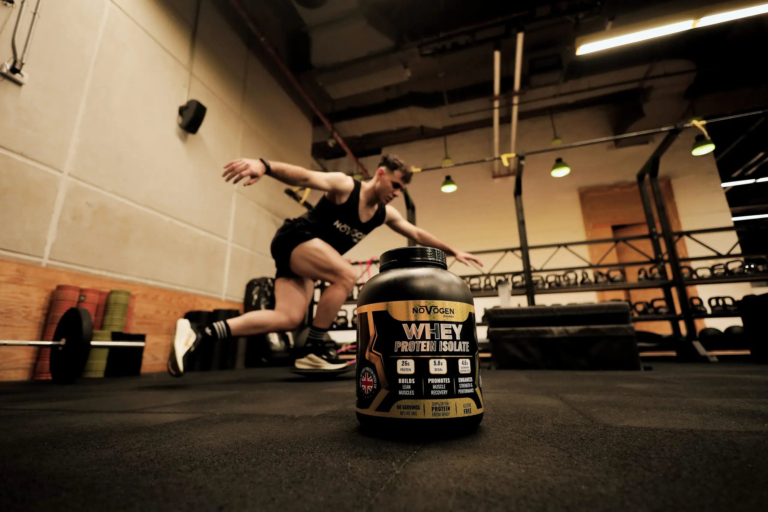 Novogen Whey Protein Isolate 1kg chocolate marketing