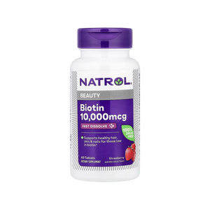 Natrol Biotin 10,000mcg+ 66mg Calcium, supports healthy hair, skin and Nails (60 Tablets) - KleanSource