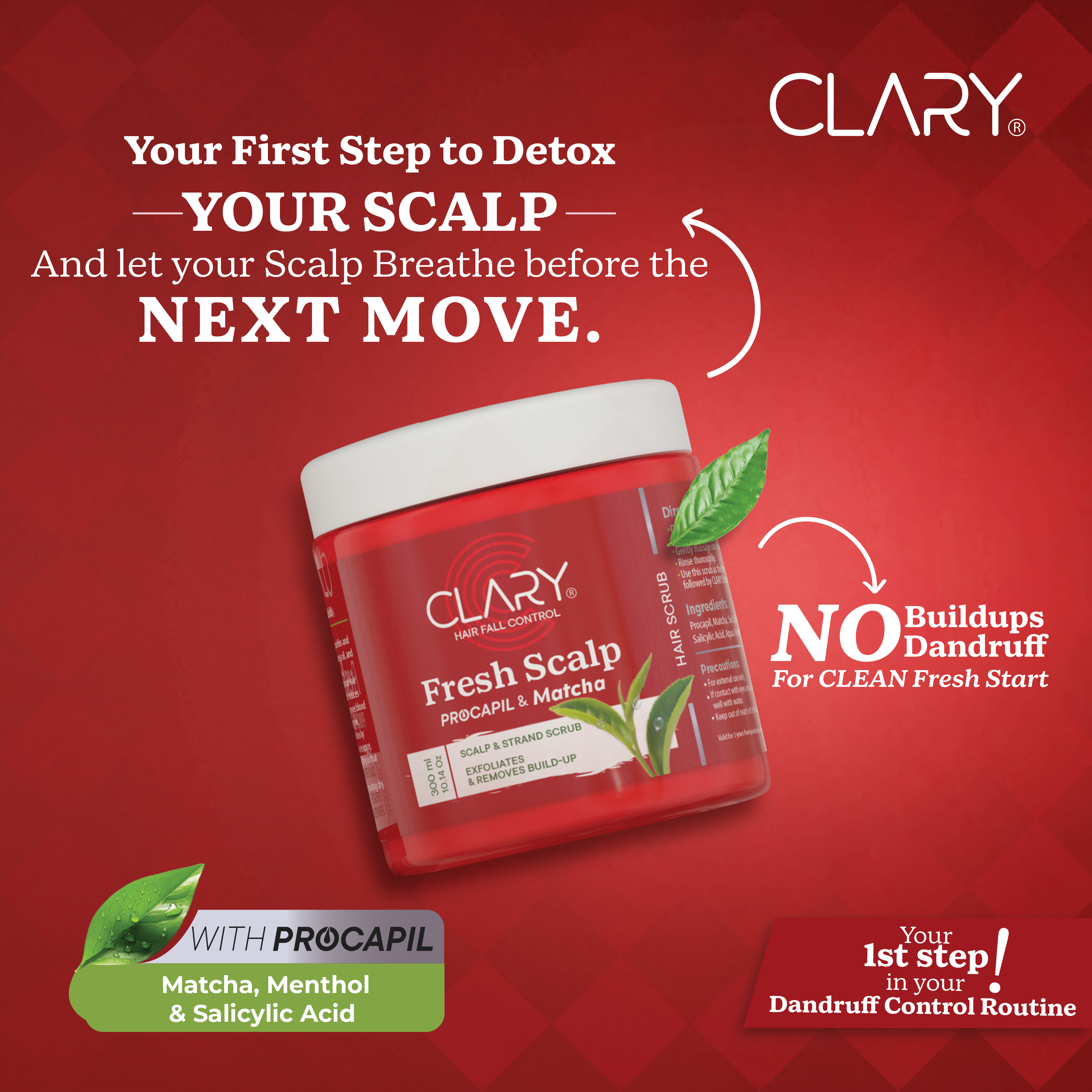 Clary Fresh Scalp Exfoliating Scrub with Matcha 300ml
