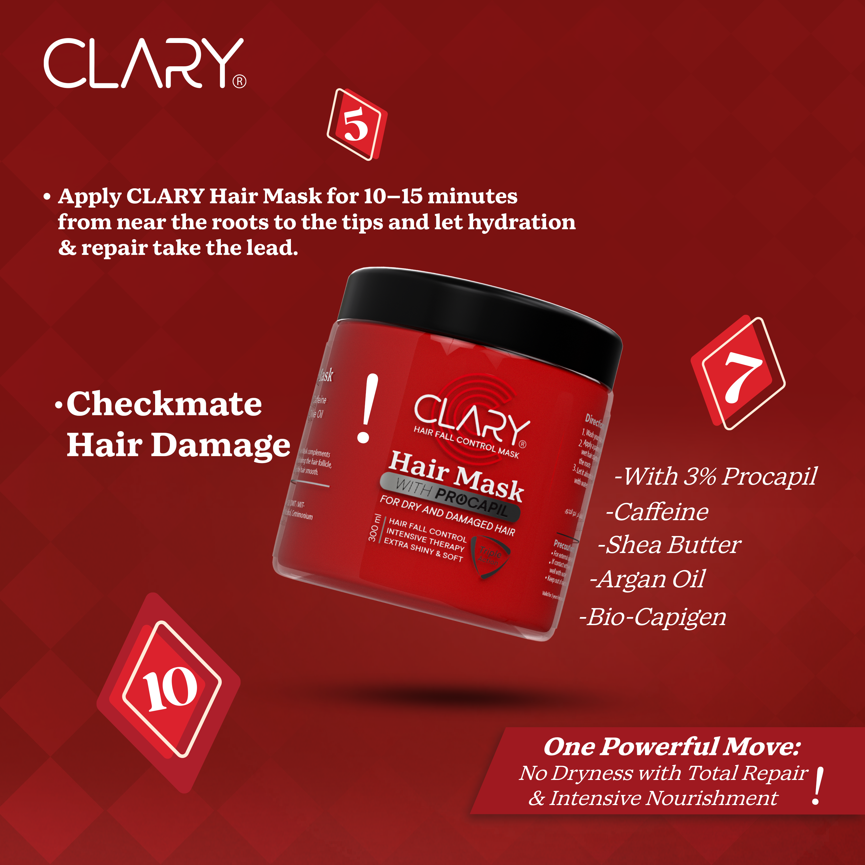 Clary Hair Mask 300ml Deep Conditioning Treatment Procapil