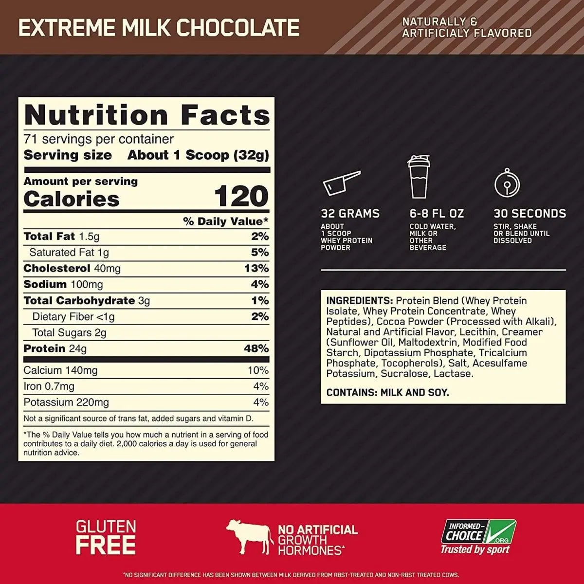 Optimum Nutrition Gold Standard 100% Whey Protein Powder 24g Protein 2.3kg( 71 - 74 servings) - KleanSource