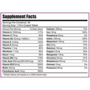 woman max limitless  tablets back of pack